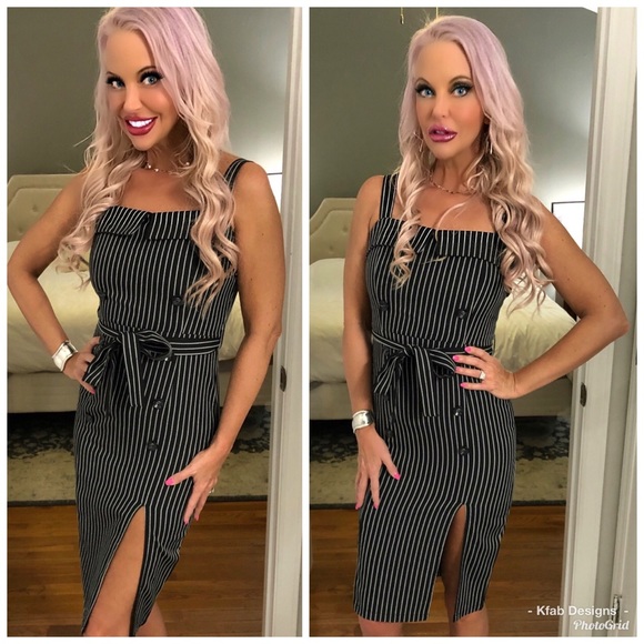 ❤️LAST 1! 💕Gorgeous Black Pinstriped Dress! - Picture 4 of 4